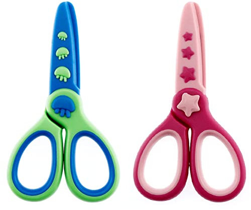 Kinderschere, Sicherheitsschere, Kleinkindschere, Kunststoff, Bastelschere, Papierschere, Vorschul-Trainingsschere, Anfängerschere für Kinder, Kinderzimmer, Basteln, Scrapbooking, 2 Stück