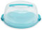 VIRSUS Contenitore Porta torta con coperchio 788, plastica infrangibile, diametro interno 30cm, portatorte 2 chiusure di sicurezza, per dolci e torte, Made in Italy (Azzurro)