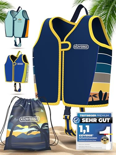 KIDVERSE Schwimmweste Kinder 3-6 Jahre - TÜV geprüfte Schwimmhilfe mit Bauchumfang bis 66cm - Schwimmhilfe Kinder 3-6 Jahre - Kinderschwimmweste zum Schwimmen Lernen - Komfort Schwimmweste Kind