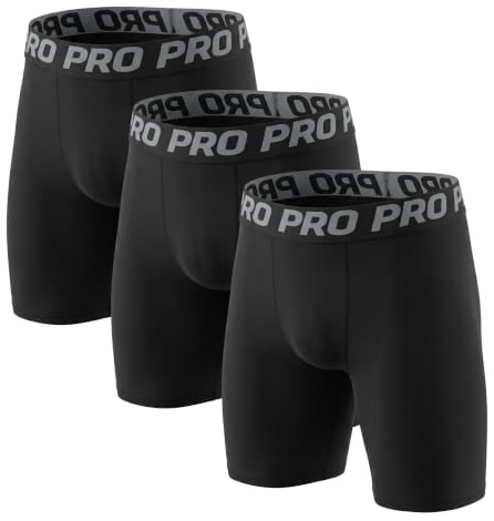 LANBAOSI Lot de 3 Shorts de Compression pour Hommes Short de Compression à Séchage Rapide et Respirant Short de Sport Ajusté