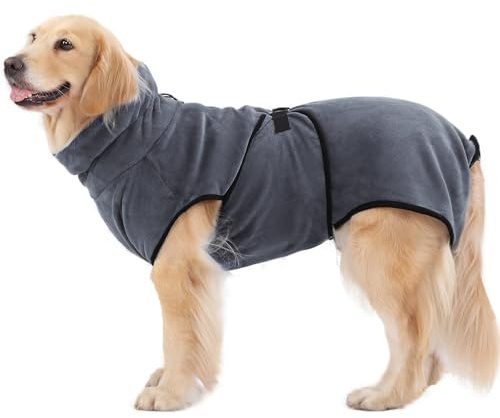 PETTOM Peignoir Chien Super Absorbant, Serviette Chiens Séchage Rapide en Microfibre pour Bain Plage Pluie (Gris, S)