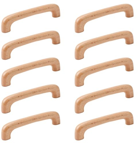 MOROBOR Lot de 10 poignées de tiroir en bois massif 96 mm d'écart entre les trous en forme de U pour chambre à coucher, salle de bain, cuisine, porte d'armoires