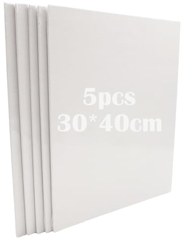 Tableau entoilé, CTRICALVER toile de coton pour peinture 3 mm, planche à dessin 30 x 40 cm, tableau en toile vierge, tableau de peinture à l'huile, adapté aux débutants et aux amateurs (lot de 5)