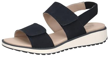 CAPRICE Damen Sandalen flach aus Leder Bequem, Blau (Ocean Suede), 36 EU