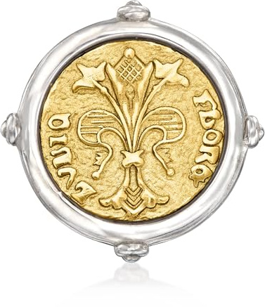 Ross-Simons Italian 2-Tone Sterling Silver Replica Florin Coin Ring. Size 8