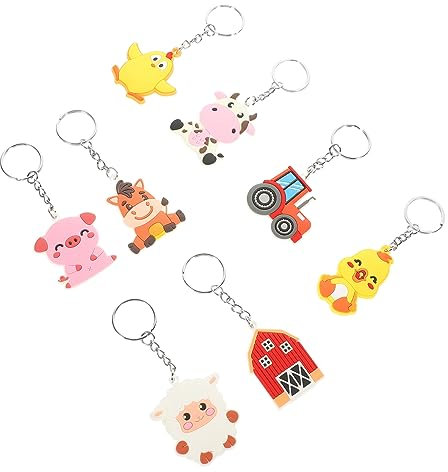 Hohopeti 8stücke Pack Bauernhof-themen Anhänger Cartoon-tier-design Schlüsselanhänger Hübsche Taschenanhänger Material Für Langzeitgebrauch Dekorative Anhänger Für Schlüssel Oder