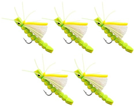 Lot de 5 leurres de pêche - Appâts de pêche pour sauterelle - Lot de 5 leurres de pêche à la mouche - Accessoires de pêche pour les amateurs de pêche - Leurres de pêche - Leurres de pêche - Leurres de