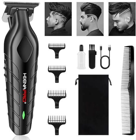 HIENA PRO Professionelle Haarschneidemaschine, Elektrisch Barttrimmer für Herren, Kabellos T-Klingen Bartschneider Trimmer, Detailer Haarschneider 0mm, Wiederaufladbarer Konturen Haartrimmer