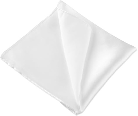 WLLHYF Pañuelo cuadrado de bolsillo de seda para hombre, color sólido, pañuelo de bolsillo para hombre, regalo de Navidad y Día del Padre (9.8 x 9.8 pulgadas/25 x 25 cm), blanco, 9.8x9.8inch