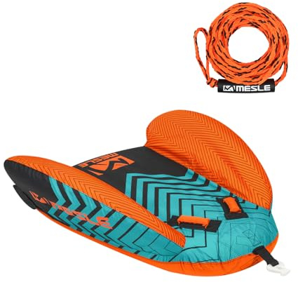 Mesle Pack Bouée Tractée Cruzer avec Corde, 1 Personne, Gonflable Bouée Bateau & Jet Ski Nautique, Bouée Tractable Nautique