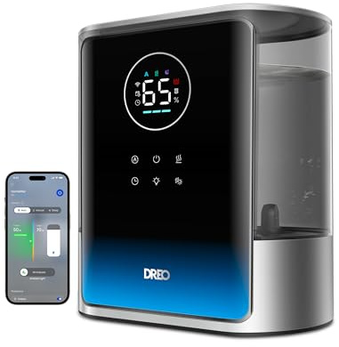 DREO 8L Smart Humidifier Large Room 600ft², HM717S, 80H Runtime Supersized Warm and Cool Mist Humidifiers for Bedroom Baby, 28dB Quiet Air Humidifier for Plants Indoor, Home, Whole House, Silver