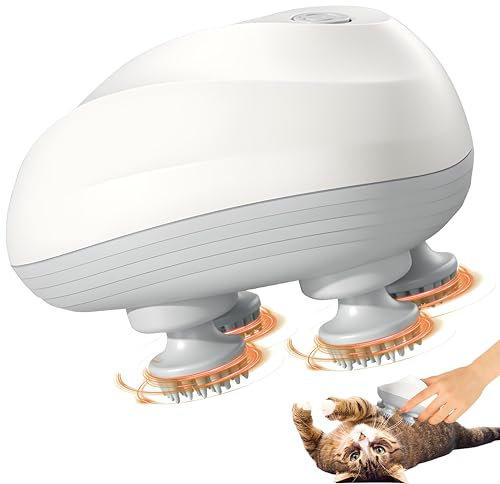 DAJASD Kopfmassagegerät Elektrisch, IPX7 Wasserdicht Katzen Massagegerät mit 4 Massageköpfen und 3 Massagemodi, Tragbares Kopfmassage für Entspannung & Tiefenmassagen, Auch für Katzen Hunde