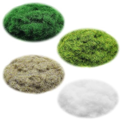 CONNECTION 4 Bolsas Césped Falso Material de Base 3mm Static Grass Kit Polvo de Cachemira de Musgo Polvo de Césped Artificial Polvo de Hierba de Simulación para Paisaje en Miniatura (30 g/Bolsa)