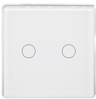 Interrupteur tactile LOUYSGEN à 3 voies, panneau en verre trempé 2,5D, cadre en aluminium, sans Wi-Fi ni fil neutre, puissance maximale 2000 W, blanc, double module