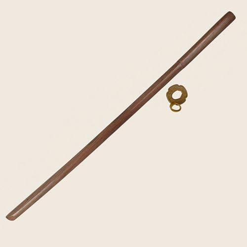 HJHUUA Katana in Legno Naturale da 100 cm,bokken da Allenamento Kendo con paramano Staccabile,Spada da Allenamento in Legno Fatta a Mano per Regali,Feste,Cosplay,Oggetti di Scena