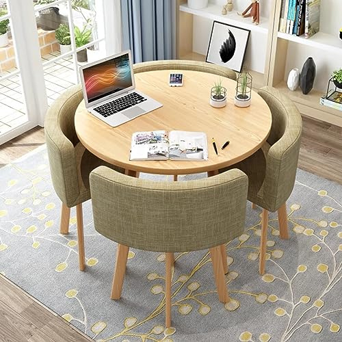 Modern Round Dining Table Set with 4 Chairs 31.5 Small Office Conference Room Furniture Stylish Dining Room & Kitchen Lounge Decor Space-Saving Design