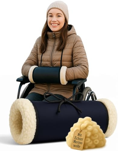 Rollstuhl Handwärmer Muffen mit 100% Schurwolle, wasserdichte Handmuffe für Rollstuhl & Wagen, warme Handschuhe, Wollhandschuhe, Thermo Handmuff, Woll-Fäustling, Fäustling, Rollstuhl Handschuh