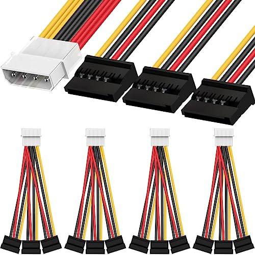 HAAMNING7 Câble d'alimentation SATA vers Molex, 4 broches IDE mâle vers 3x 15 broches SATA Femelle pour Disque dur HDD SSD, câble répartiteur Molex vers SATA 20cm 7.8 pouces, 5 pièces