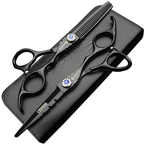 SHARONDS Haarschneideschere set，haarschere，ausdunnschere Schwarz 6 zoll 440C hohe(2/3/4-teiliges Set) (2-teiliges Set-A)