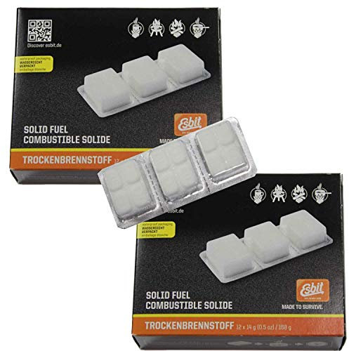 Esbit Lot de 2 boîtes de 12 comprimés à Combustible Sec 14 g