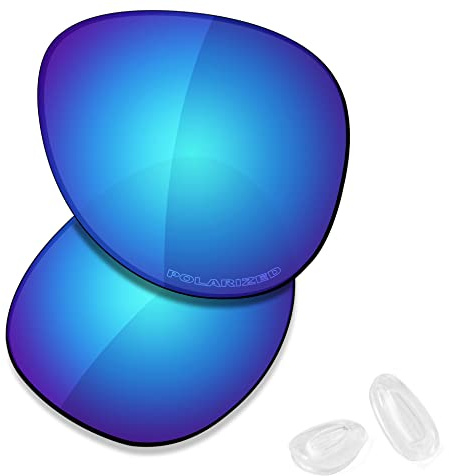 SAUCER Lentes y almohadillas nasales de repuesto prémium para gafas de sol Oakley Elmont M OO4119 de 58 mm de alta defensa, azul glaciar polarizado