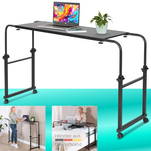 ELONEO maxVitalis Über-Betttisch auf Rollen höhenverstellbar/breitenverstellbar, Overbed Table, Mobiler Schreibtisch, Pflegetisch, Laptoptisch, Bettbeistelltisch, Breite 119-190 cm & Höhe 78-120 cm