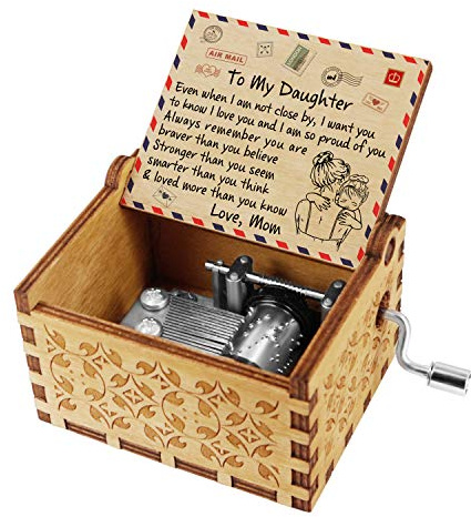 Kenon Carillon in Legno incisa per Ragazza, manovella Vintage Personalizzata con Scritta Your Are My Sunshine Music, Regalo di Compleanno di Natale per la Mamma