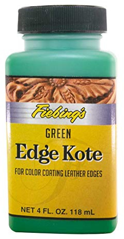Fiebing's Edge Kote (4oz, Green) - Leather Edge Paint for Shoes, Furniture, Purses, Couches, Belts - Flexible, Water Resistant, Semi Gloss Color Coating Leather Dye to Protect Natural Edges