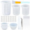 Silikon Messbecher Epoxidharz Zubehör Set 35 Stück 100ml 250ml Antihaft-Mischbecher für Basteln, Epoxidharz, Gießformen, Schmuck Machen, mit Löffel, Fingerlinge, Pinzette