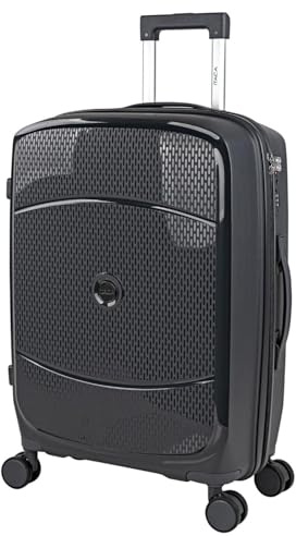 ITACA - Valise Moyenne Soute Avion Rigide 4 Roulettes Résistante en Polypropylène Ultra Légère Verrouillage TSA Anthracite