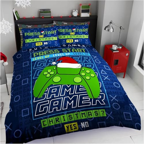 GC GAVENO CAVAILIA Poly Cotton Duvet Quilt Covers, Easy Care Printed Bedding & Linen, Warm Bed Covers, Xmas Gamer, Double