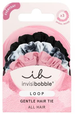 invisibobble Haargummi Dünn Loop Be Gentle, 3 Haargummis für Feines Haar, Scrunchie Dünn haarschonend & starker Halt, 3 Stück