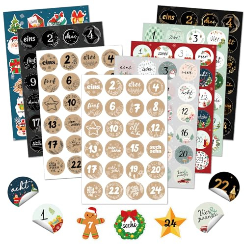 DPKOW 8 x 24 adventskalender siffror klistermärken 2024 jul adventskalender klistermärken 1–24 siffror klistermärken adventskalender självhäftande siffror självhäftande etiketter adventskalender