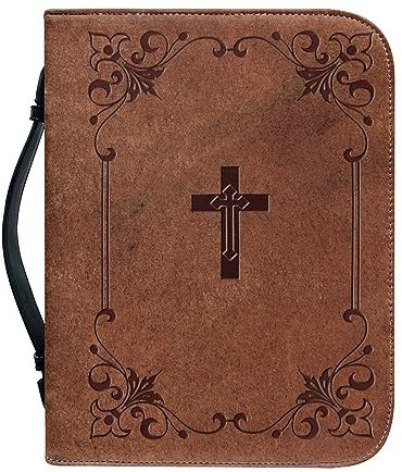 Dajingkj Bibelhülle Mit Reißverschluss Damen Herren Bible Covers für Mädchen Personalisierte Leder Bibelhülle Klein Bibeltasche Bibel Buchumschlag Tasche Bibel Buch Kirche Henkeltaschen