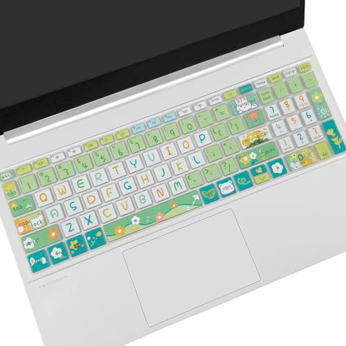 Cute Silicone Keyboard Cover for 15.6’’ HP Pavilion & HP Laptop 15-eg 15t-eg 15-eh 15-er Series, HP Laptop 17 17-cn 17-cp 17z-cp Series, Cute Flowers