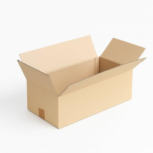 TELECAJAS | 20 Cajas 50x25x15 cm de Cartón Plana Alargada de Solapas, Robusta Marrón Kraft, Sin asas | Pack de 20