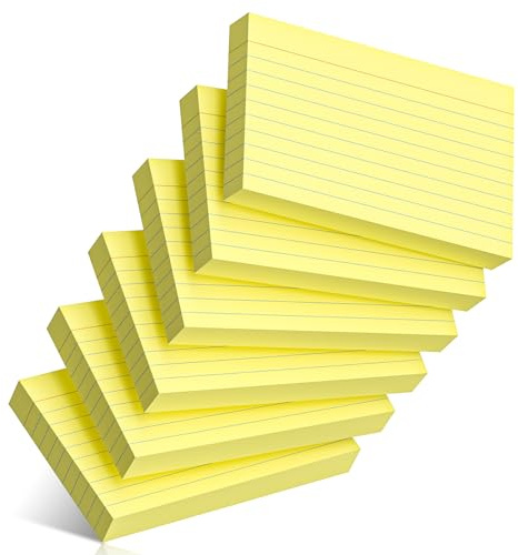 300 räkna indexkort 7 x 13 cm linjerade gula indexkort, flashkort högskola styrda för skola, högskola, kontor och hemorganisering, hållbara studier att göra-lista anteckningskort med linjerade linjer