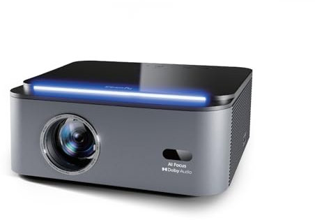 Proiettore 4K【Netflix Ufficiale/1200 ANSI】con Live TV, Dolby Audio, Autofocus/Keystone, Proiettore 4K Smart TV, Videoproiettore WiFi6 Bluetooth, <25ms, Eeenfy Ares A2 1080P Proiettori per Case/PS5/PC