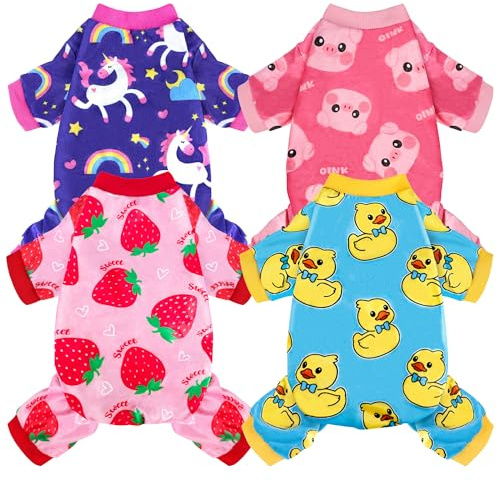 4 Pack Dog Pajamas Soft Lightweight Dog Recovery Suit Onesie Clothes for Small Medium Large Female Pet Boys Girls Dogs Cats