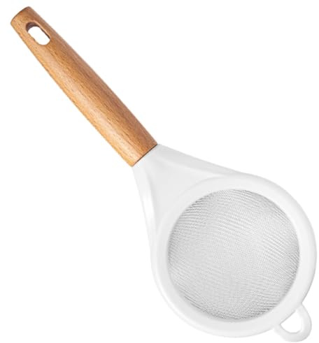 POPETPOP Colador de Malla para Tamizar de Acero Inoxidable con Mango de Madera y Filtrar Té o Café en Hogar y Cocina