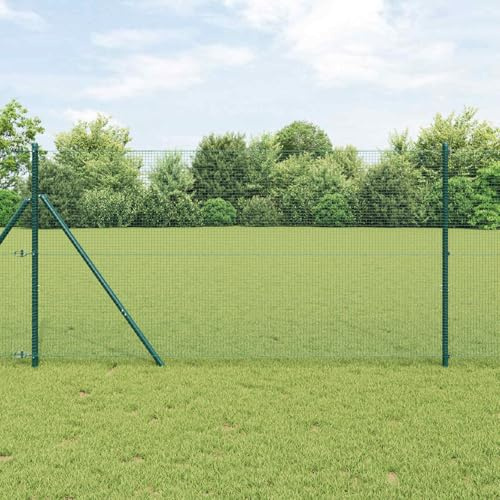 Tonture Recinzione in filo saldato, verde, elemento di recinzione da giardino con tappetino a griglia, resistente alle intemperie, per terrazza e giardino anteriore, in metallo durevole per delimitare