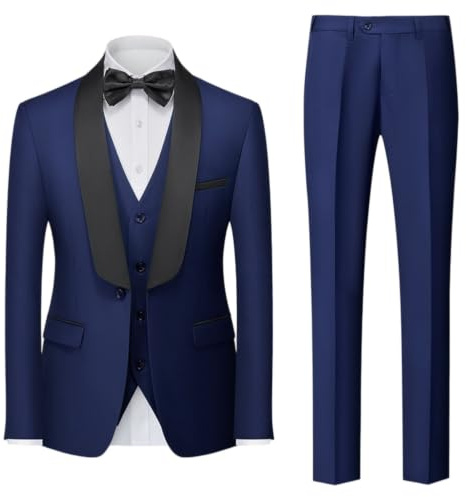 MUFURONG Män 3-delad formell smoking slim fit 1-knapp sjalkrage