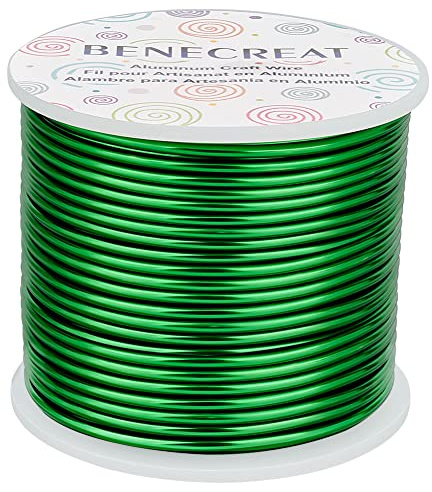 BENECREAT 12 Gauge (2mm) Aluminum Wire 100FT (30m) Anodized Jewelry Craft Making Beading Floral Colored Aluminum Craft Wire - Green