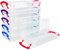 Belle Vous Plastic Pencil Storage Box (6 Pack) - L20.5 x W9.5 x H4.2cm/8.07 x 3.74 x 1.65 Inches - Assorted Colour Stackable Boxes - Organiser Case for Brush Painting Pencils, School & Office Supplies