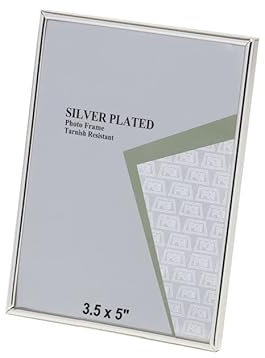 3.5 x 5-inch Silver Thin Edge Single Photo Frame Stands Both Ways but Hangs Portrait Only - Velveteen Backing - Tarnish Resistant (3.5 x 5-inch)