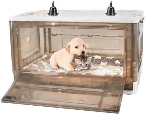 HKDQ Puppy Incubator - Puppy Incubator with Heating,Incubator for Newborn Puppies and Kittens,Kitten Incubators,Incubator for Puppies with Puppy Bed Mat 85L
