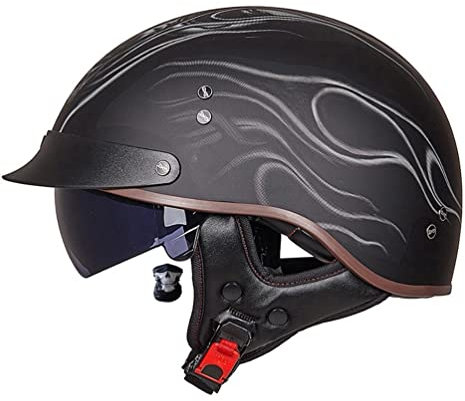 Smilfree Motorradhelm Halbschalenhelm mit ECE-Zertifizierung Rollerhelm Cruiser Chopper Skateboardhelm Antikollisionshelm Motorradhalbhelm mit Visier für Damen und Herren Erwachsene