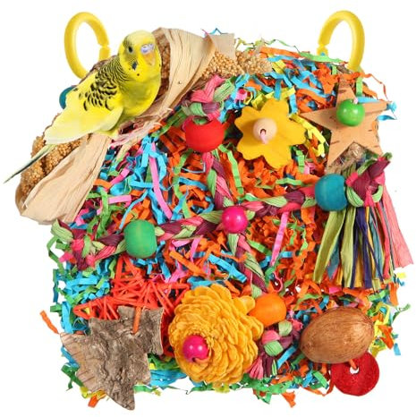 Vogelspielzeug: Grasmatte und Kletterwand für Sittiche, Papageien, Nymphensittiche, Wellensittiche - Vogelfutterspielzeug für Käfig, Kleine bis Mittelgroße Vögel