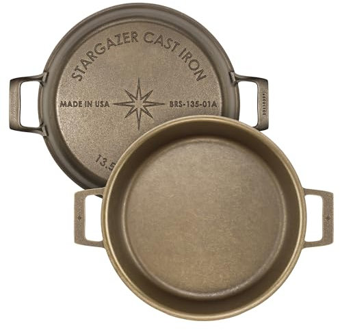 Stargazer 13.5-Inch Cast Iron Skillet | Made in USA, Seasoned, Premium Frying Pan for Grilling, Searing, Baking & More – Durable Cast Iron with Smooth Cooking Surface