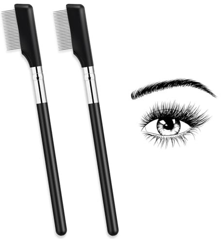 2 Stück Wimpernkamm Augenbrauenbürste Metall Wimpernbürste Werkzeug Augenwimpern Trenner Wimpern Pinsel Mascara Applikator Zähne Pflege Pinsel für Mädchen Damen